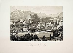 SALBURG, Ansicht Titel: Salzburg vom Kapuzinerberg ca. 1855