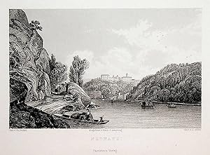 ST. MARTIN IM MÜHLKREIS, SCHLOSS NEUHAUS AN DER DONAU ca. 1840 aus: Weidmann: Panorama der Oester...