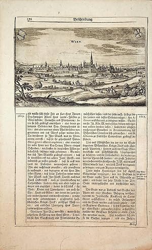 WIEN, Gesamtansicht, [Ansicht der Stadt vom Wien Fluß aus] Merian 1662 [aus Merian: Theatrum Euro...