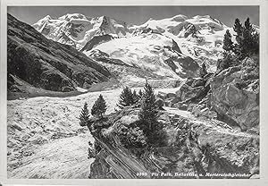 Piz Palü, Bellavista und Morteratschgletscher. Original-Fotografie; Silbergelatine-Abzug (1950er ...