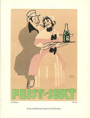 FEIST-SEKT (ca. 1914). 5-farbige Original-Lithografie. Format: 15,8 x 21,7 cm; Karton: 21,3 x 28,...