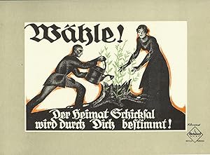 WÄHLE! (1919). Dreifarbige Original-Kreide-Lithografie mit umlaufender breiter Tonplatte. Format:...