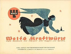 Wolfs Kraftwürze (ca. 1914). 3-farbiger Original-Werbe-Plakat-Entwurf in Farblithografie. Format:...