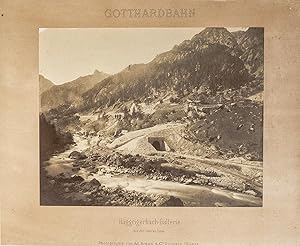 Gotthardbahn: Haggrigerbach-Gallerie mit der oberen Linie. Original-Fotografie; Albumin-Abzug (ca...