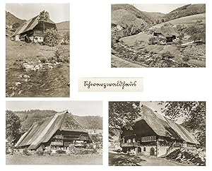 SCHWARZWALDHÄUSER. Vier 4 Original-Fotografien; vintage prints (1940er Jahre). Bildformat: +/- 17...