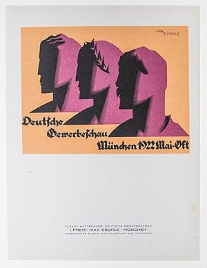 Original-Plakat-Entwurf von 1921 für die Deutsche Gewerbeschau München 1922. Dreifarbiger Plakat-...