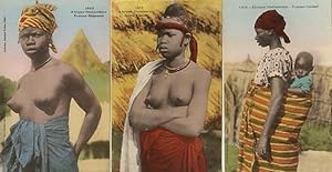 Collection Générale Fortier, Dakar: Schwarze Frauen. Serie von drei handkolorierten Lichtdrucken ...