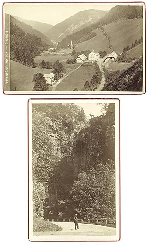 Zwei Ansichten vom HÖLLENTAL im Schwarzwald. Original-Fotografien; Albumin-Abzüge (1881). Bildfor...