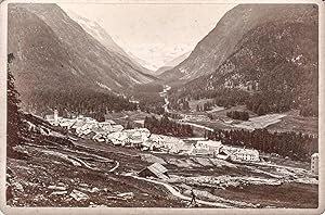 Pontresina vom Rosegtal aus gesehen. Original Fotografie; Albumin-Abzug (ca. 1880). Bildformat: 1...