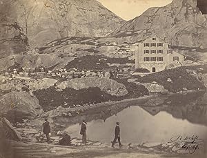 Grimsel mit Grimsel-Hopspiz. Original Fotografie. Albumin-Abzug (15.08.1869). Bildformat: 13,5 x ...