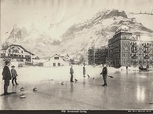 Wintersport in Grindelwald: Curling (auf der Bäreisbahn). Original Fotogafie. Silbergelatine-Abzu...