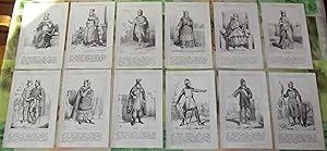 12 Gravures Ancienne Rois & Reines de France .1847. Raoul,Lothaire,Louis IV dit D'Outremer,Eudes,...