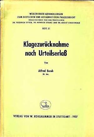 Klagerücknahme nach Urteilerlaß 1937