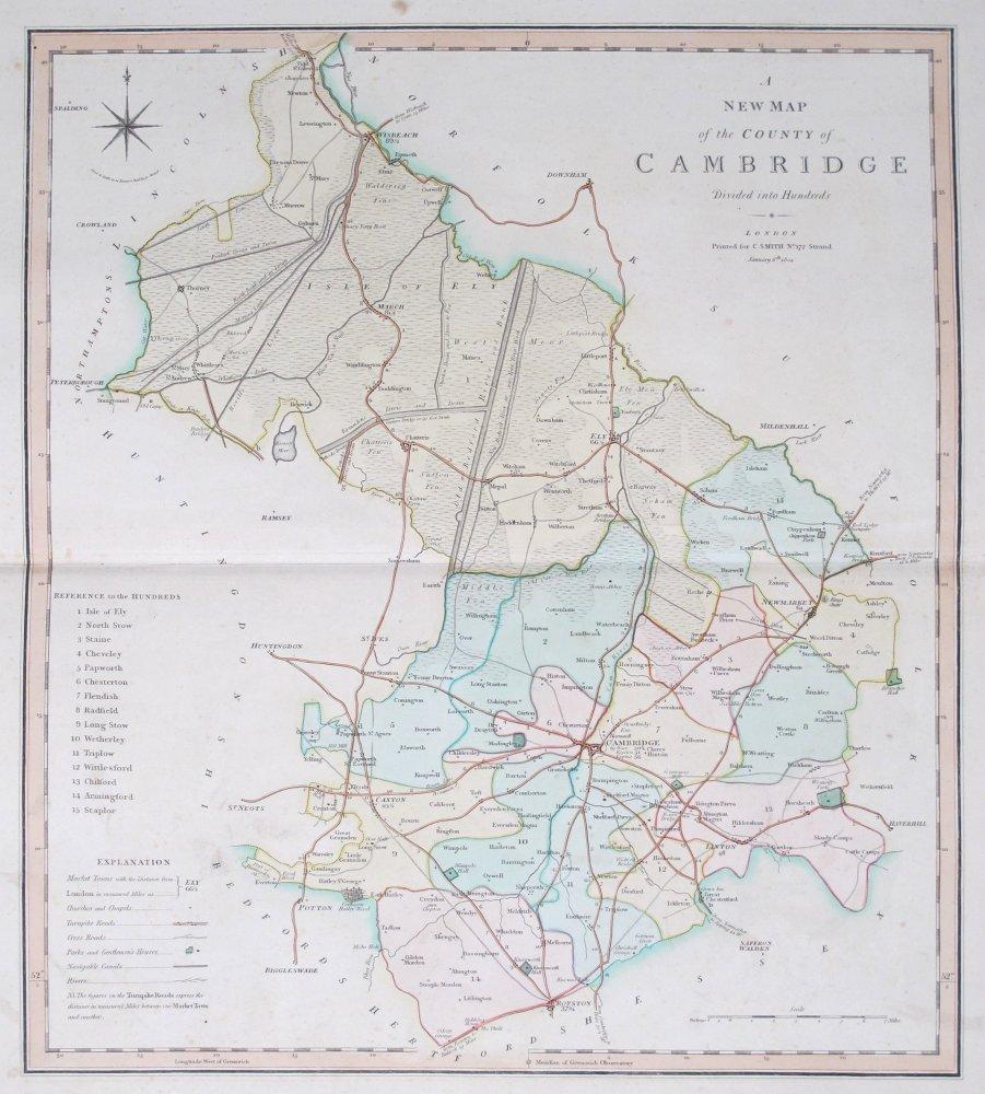 Cambridgeshire. A New Map of the County of Cambridge. divided into