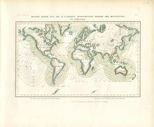 Magnet-Karte Für Die in 4 Jaharen Beobachteten Werthe Der Declination .