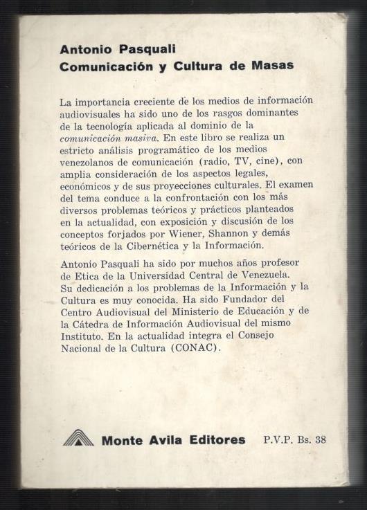 comunicacion y cultura de masas antonio pasquali
