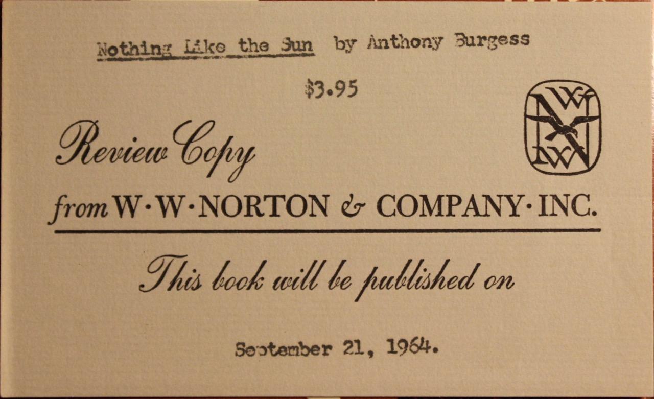 Nothing Like the Sun by Burgess Anthony Paperback Book The Cheap Fast Free Post