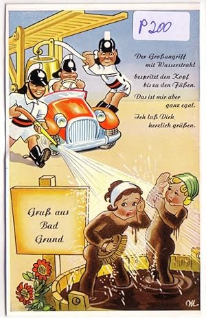 Ansichtskarte Postkarte Gruß aus Bad Grund Feuerwehr - Humor - Motiv farbig - postalisch ungelaufen
