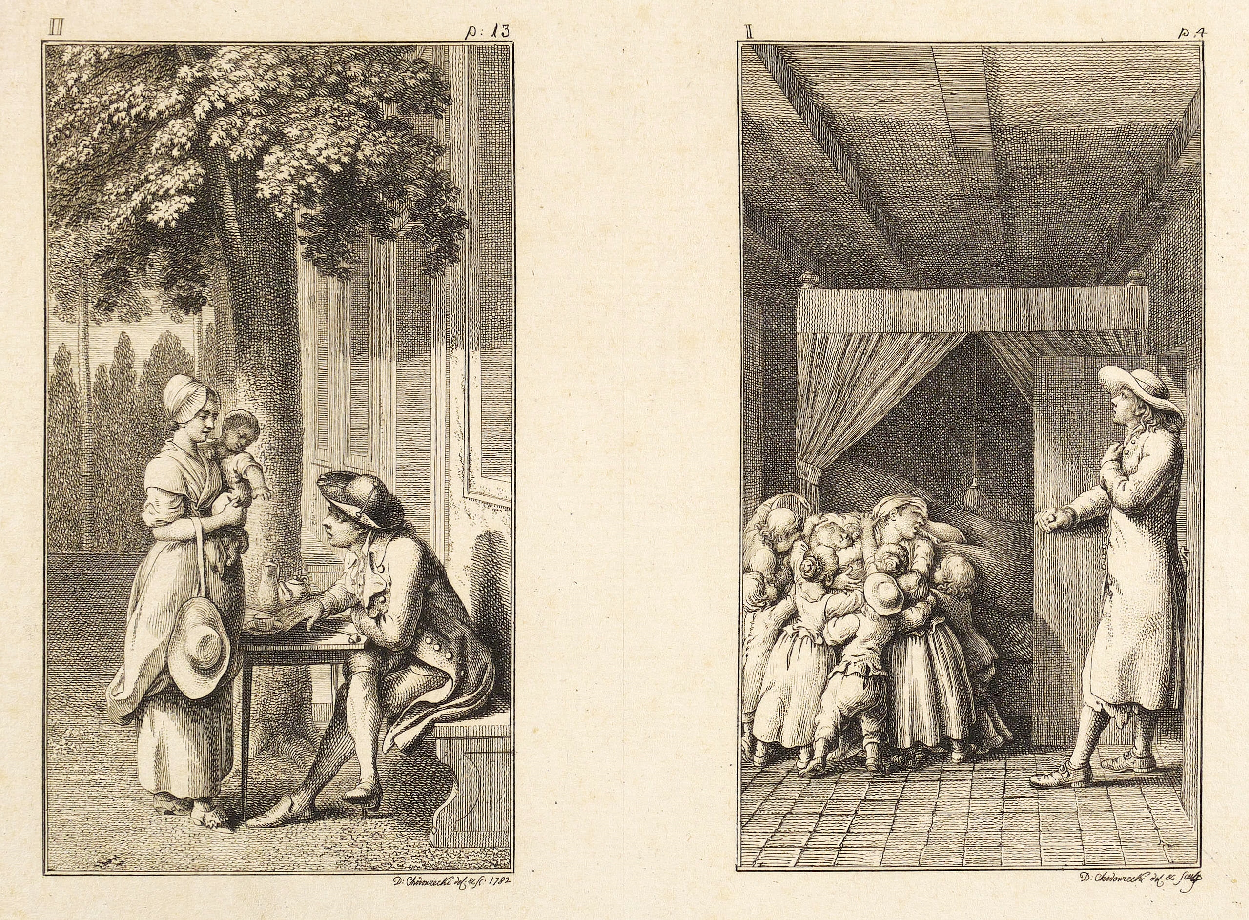 Chodowiecki, Nikolaus Daniel. - "12 Blätter zu Pestalozzi's Lienhard und Getrud".