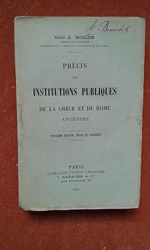 Précis des Institutions publiques de la Grèce et de Rome anciennes