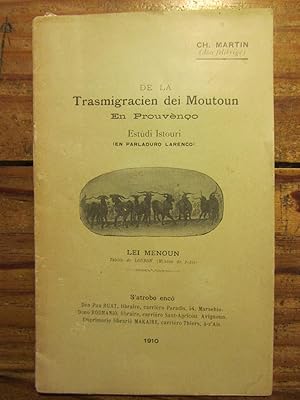 De la Trasmigracien dei Moutoun en Prouvènço. Estùdi Istouri.