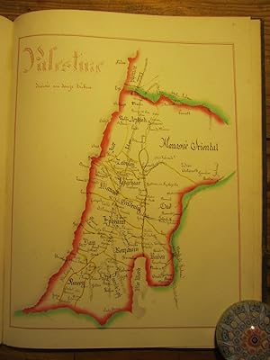 Histoire sainte. Palestine. Cahier manuscrit avec cartes coloriées.