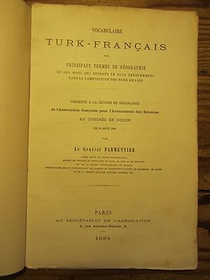 Vocabulaire Turk- Français des principaux termes de Géographie et des mots --- des noms de lieux....