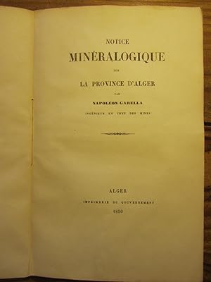 Notice minéralogique sur la Province d' Alger.