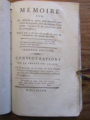 ( 3 pages de titre différentes pour un seul ouvrage : ) I. Mémoire sur les distinctions qu' on pe...