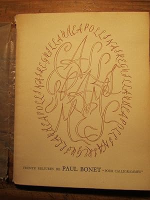 Recueil des reliures de Paul Bonet pour les Calligrammes d' Apollinaire.