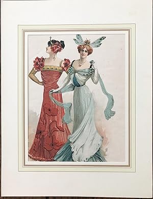 2 Damen in Jugendstil Abendgewändern/ 2 Ladies in Art Nouveau Evening Gowns: Wiener Modeblatt