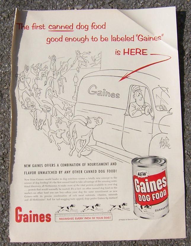 Advertisement - 1955 George Price Gaines Dog Food Life Magazine Advertisement