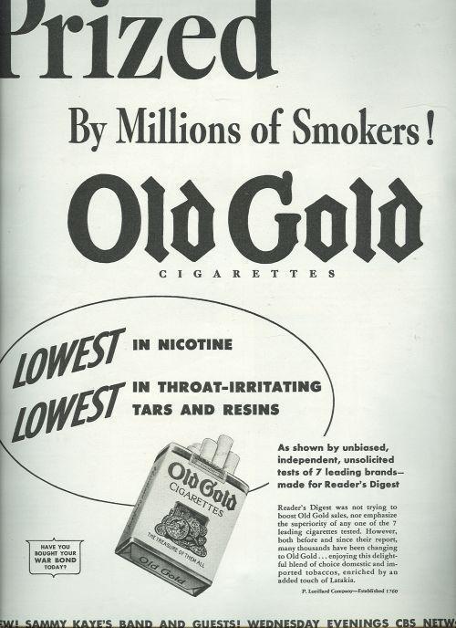 Image for 1943 WORLD WAR II OLD GOLD CIGARETTES MAGAZINE ADVERTISEMENT