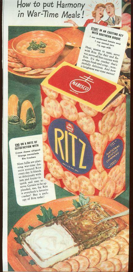 Advertisement - 1943 Magazine Advertisement for Ritz Crackers