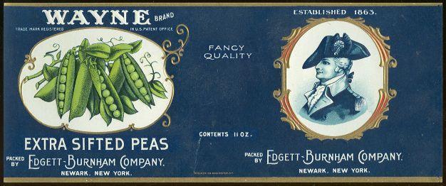 Advertisement - Wayne Brand Extra Sifted Peas Can Label