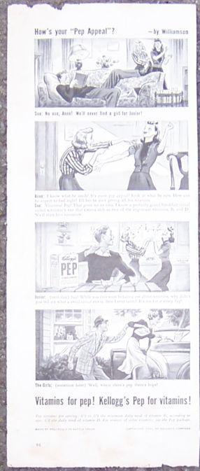 Advertisement - 1940 Kellogg's Pep Cereal Magazine Advertisement