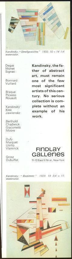 Advertisement - 1967 Realites Magazine Advertisement for Kandinsky at Findlay Galleries