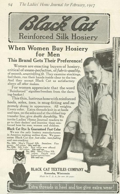 Image for 1917 LADIES HOME JOURNAL BLACK CAT REINFORCED SILK HOSIERY MAGAZINE ADVERTISEMENT