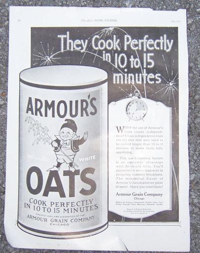Advertisement - 1921 Ladies Home Journal Armour's Rolled Oats Magazine Advertisement