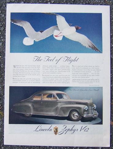 Image for 1942 LINCOLN ZEPHYR V-12 LIFE MAGAZINE ADVERTISEMENT