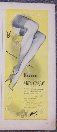 Advertisement - 1941 Kayser Mir-O-Kal Hosiery Magazine Advertisment