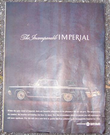 Image for 1964 CHRYSLER IMPERIAL AUTOMOBILE MAGAZINE ADVERTISEMENT