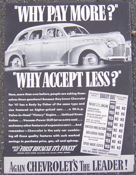 Advertisement - 1941 Chevrolet for '41 Life Magazine Advertisment