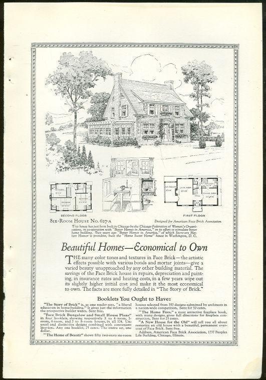 Image for 1925 NATIONAL GEOGRAPHIC BEAUTIFUL HOMES WITH FACE BRICK ADVERTISEMENT