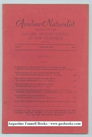 ACADIAN NATURALIST, Bulletin of the Natural History Society of New Brunswick, New Series, Vol. 2 ...