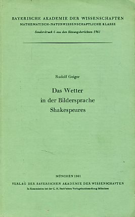 Das Wetter in der Bildersprache Shakespeares - Geiger, Rudolf