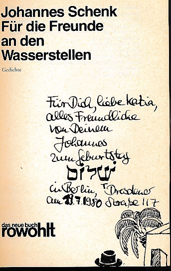 Für die Freunde an den Wasserstellen. Gedichte. Das neue Buch 137. - Schenk, Johannes