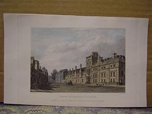 LE KEUX ANTIQUE ENGRAVING OF THE FRONT OF BALLIOL COLLEGE, OXFORD