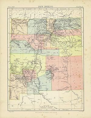 Original Antique Map of New Mexico. Encyclopaedia Britannica. 1877.