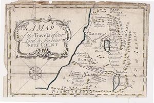 Antique Map of the Travels of Our Lord Jesus Christ. Circa. 1754.